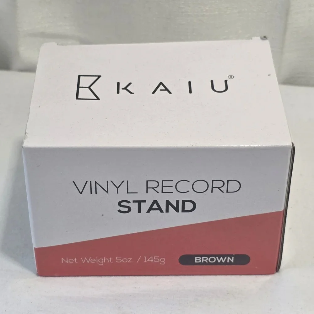 KAIU Vinyl Record Stand Brown Solid Wood Desktop LP Album Cover Display Holder